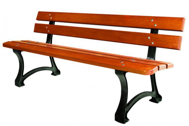Banc pieds fonte / lames bois exotique Gouardère